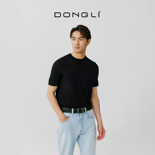 东黎 • 桑蚕丝山羊绒男士春夏针织精纺圆领短袖简约纯色百搭 5225 商品图1