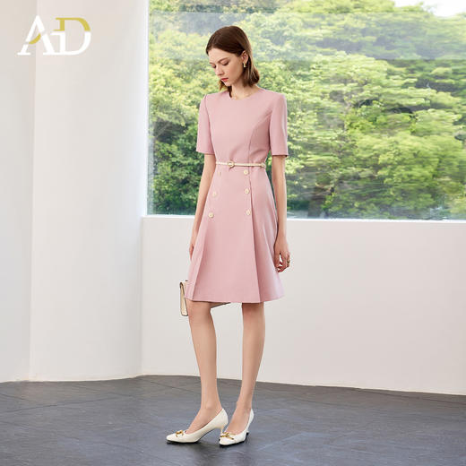AD高端粉色连衣裙2025新款小香风时尚气质收腰显瘦女中长款裙子 商品图2