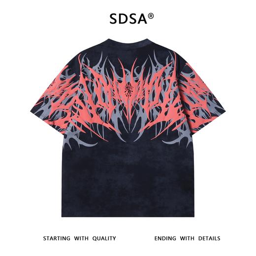 T3493夏季高级感新款男士潮牌痞帅压胶撞色圆领短袖T恤时尚百搭上衣 商品图5