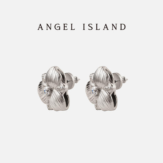 ANGEL ISLAND「芳华」木槿白金花朵耳钉气质耳夹 商品图3