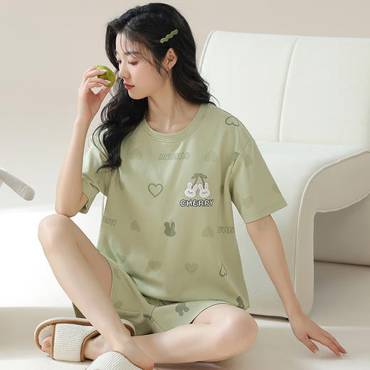 【可外穿家居服】夏季新款女士短袖短裤棉质睡衣套装少女可爱卡通夏天家居服可外穿。ry 商品图8