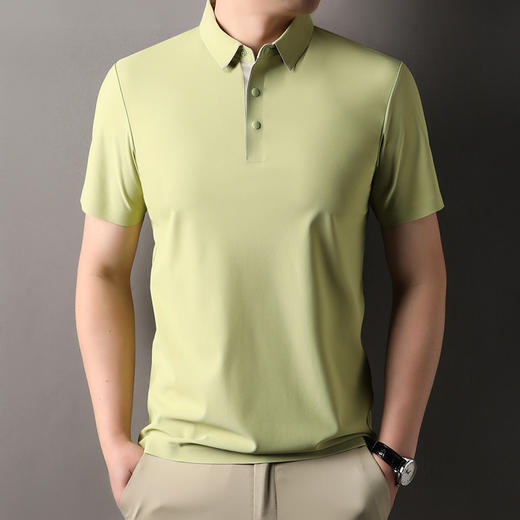 TZW-锦氨无痕冰丝短袖男士POLO衫2025夏季新款商务休闲宽松翻领t恤男 商品图6