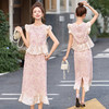 2025夏季新款法式温柔气质减龄一整套时尚花边小飞袖蕾丝套装裙YQH9220 商品缩略图0