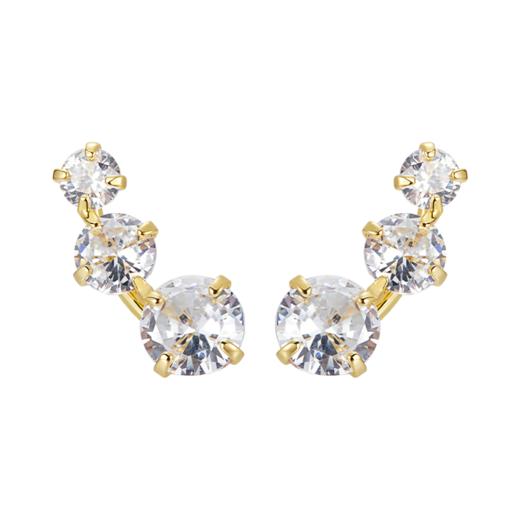 Oflye潮流饰品  法式轻奢小巧精致三颗钻锆石银针耳钉女高级感气质耳环日常通勤耳饰 商品图4