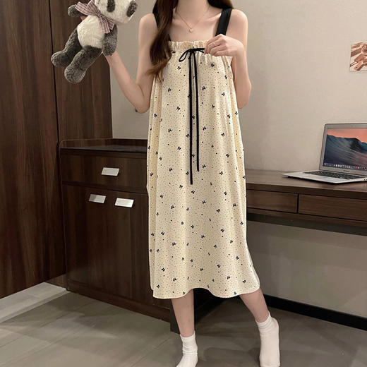 【内侧自带固定胸垫！防凸点】纯棉防凸点带胸垫女睡裙夏季吊带性感甜美可爱卡通无袖睡衣家居服。ry 商品图11