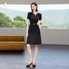 AD黑色职业连衣裙女2025新款夏季短袖收腰显瘦通勤气质赫本风裙子 商品缩略图2