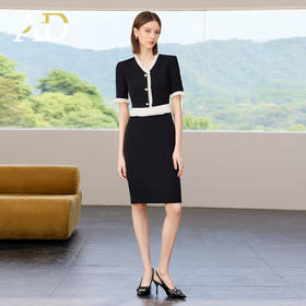 AD御姐范连衣裙女夏季2025新款洋气木耳边假两件西装裙时尚通勤风