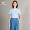 AD修身蓝色短袖女t恤2025新款圆领正肩夏季新款百搭通勤打底衫 商品缩略图0