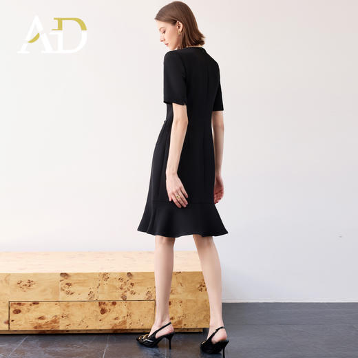 AD通勤装高级感黑色小香风圆领连衣裙女夏季新款气质收腰显瘦鱼尾 商品图4