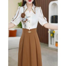 时尚拼接假两件连衣裙，气质妈妈减龄中长款裙子QYM