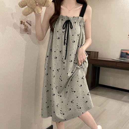 【内侧自带固定胸垫！防凸点】纯棉防凸点带胸垫女睡裙夏季吊带性感甜美可爱卡通无袖睡衣家居服。ry 商品图3