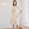 AD高端米白色小香风圆领连衣裙女夏新款短袖法式鱼尾裙通勤工作服 商品缩略图2