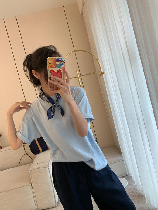 517-8 跑量特 45R 植物染 竹节棉 日杂风 清爽休闲 背后口袋 宽松短袖T恤 商品图12