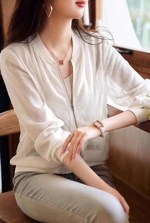 品牌工厂余单定制提花防晒面料银线棒球夹克薄罩衫 商品图2