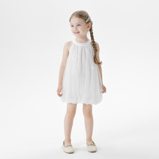 马克珍妮女童蝴蝶结花苞网纱连衣裙 宝宝挂脖裙子夏装新款550801 商品图1