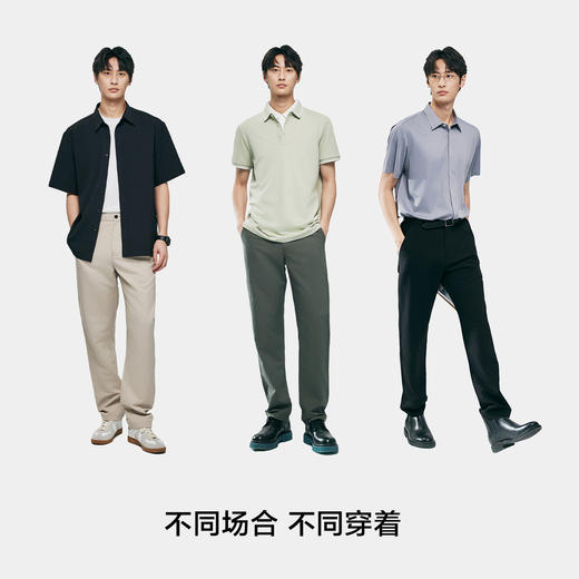 棉仓353818014-微宽松涤粘亚麻开口松紧腰休闲裤 商品图4