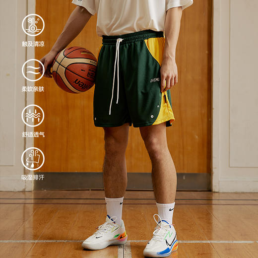 LUSHISI新款美式街头篮球四五分短裤跑步休闲创意设计[拼接色块] 商品图0