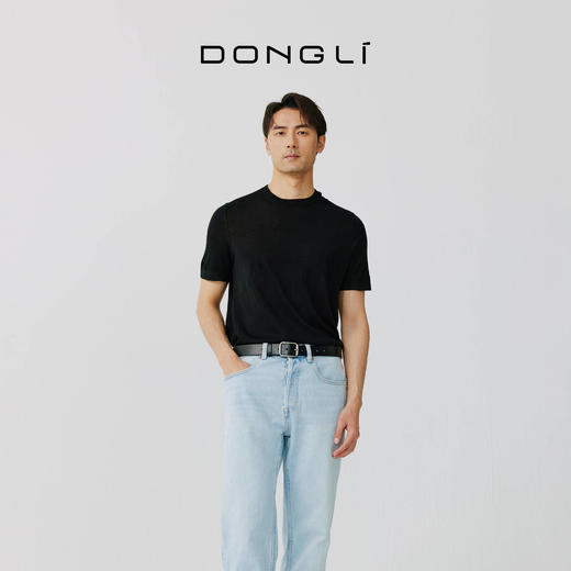 东黎 • 桑蚕丝山羊绒男士春夏针织精纺圆领短袖简约纯色百搭 5225 商品图0