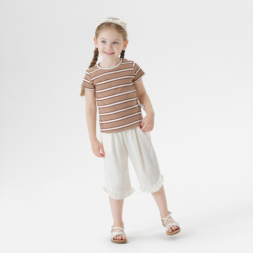 【天然亚麻】马克珍妮女童清凉花边七分裤宝宝裤子春夏新款550337 商品图1