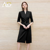 AD气质通勤连衣裙女高级感无领一片式西装连衣裙黑色职业装工作服 商品缩略图1