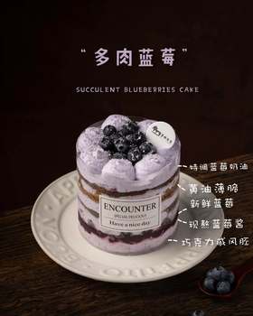【口味蛋糕】4英寸多肉蓝莓进口动物奶油蛋糕