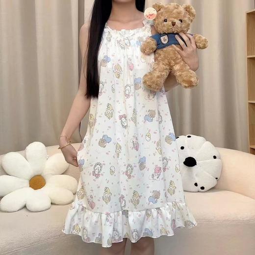 【带胸垫睡裙】女夏季薄款无袖日系可爱甜美少女吊带中长连体裙家居服。ry 商品图6
