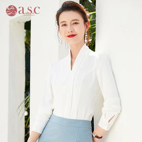 职业衬衫女高级感时尚洋气气质长袖衬衣白色上衣设计感小众韩版v