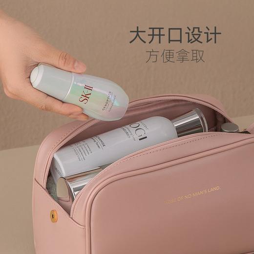 【轻奢！便携！出行必备✨】高级感双拉链化妆包，奶杏玫粉摩卡棕，收纳更轻松，精致随身带！双拉链化妆包 pu收纳包 便携洗漱包大容量新款化妆袋 ins高级感 商品图2