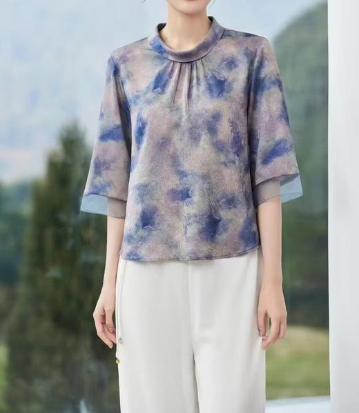 FS竹纤维女士时尚精致炫彩五分袖6678 商品图0