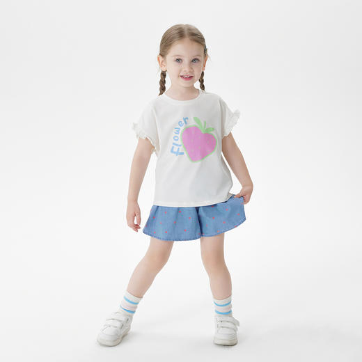 马克珍妮女童爱心软牛仔短裤 儿童宽松裤子2025年夏装新款550863 商品图2