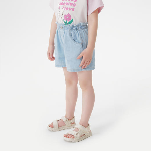 马克珍妮夏装新款女童纯棉花边腰牛仔短裤550511 商品图1