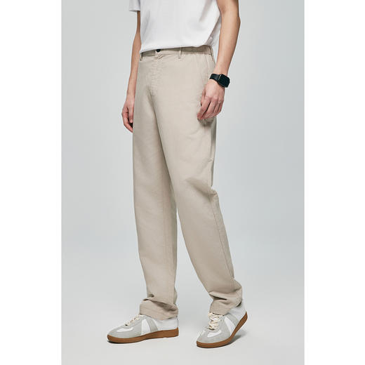 棉仓353818014-微宽松涤粘亚麻开口松紧腰休闲裤 商品图1