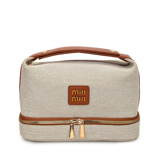 【上新！轻奢新宠】复古金属标✨帆布手提化妆包，收纳高级感一包搞定！💼2025新品金属标复古 轻奢帆布手提化妆包 高级感收纳包袋 商品图4