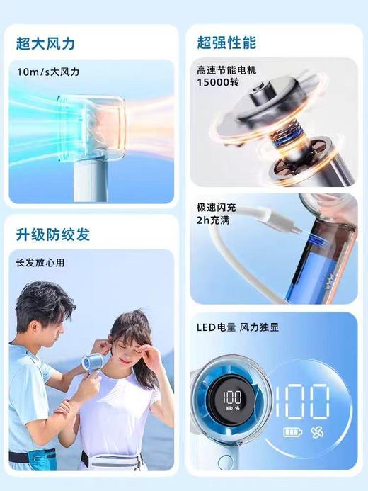 【7F】飞利浦 手持风扇16H长续航100档超高速大风力USB充电迷你便携小风扇ACR3242 商品图6