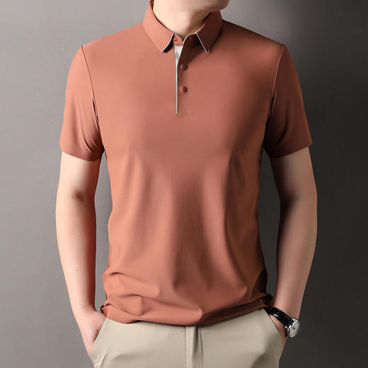 TZW-锦氨无痕冰丝短袖男士POLO衫2025夏季新款商务休闲宽松翻领t恤男 商品图7