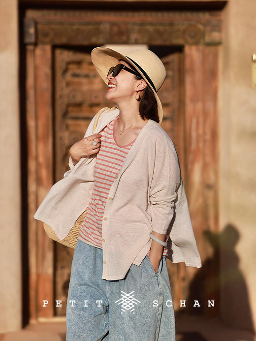 PETIT SCHAN小闪 CLO#822 scattered shadows 疏影 棉麻混纺不规则轻薄防晒开衫 商品图3