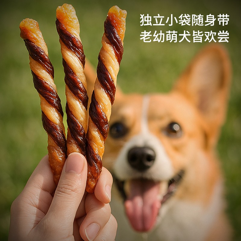 尾巴先生老狗零食鸡鸭肉干中老年犬宠物食品易消化泰迪柯基幼犬