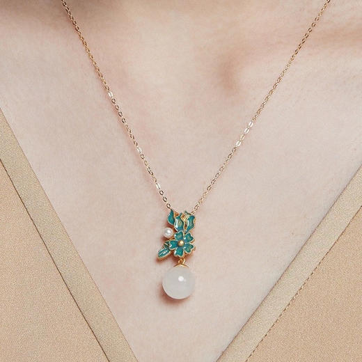 彩绘珐琅和田玉项链 商品图1