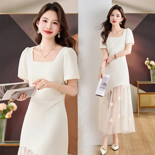 不规则设计感，轻奢网纱拼接裙XRZ5602 商品图3