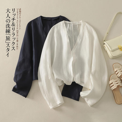 白色衬衫外套女2025夏季新款文艺长袖开衫上衣设计薄款宽松防晒衫 商品图2