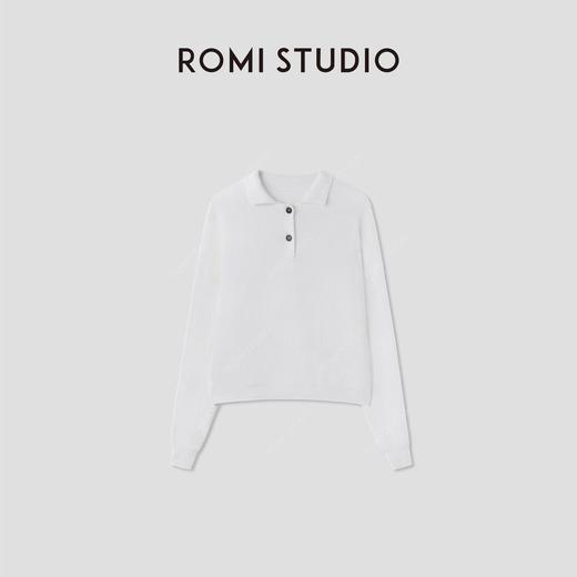 ROMI STUDIO清新优雅宽松剪裁  白色Polo领套头针织衫RWCSST2125 商品图0