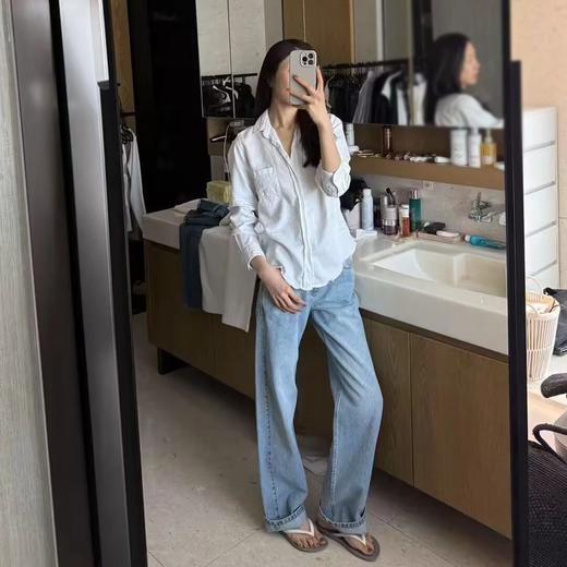 ROMI STUDIO经典老钱环保水洗  蓝色全棉直筒牛仔裤 RWCSXD1974 商品图4