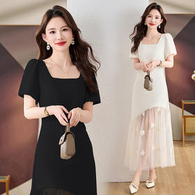 不规则设计感，轻奢网纱拼接裙XRZ5602