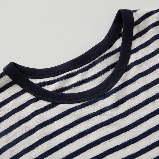 ROMI STUDIO经典复古进口亚麻混纺  蓝白条纹短袖T恤 RWCSSG2896(现货) 商品图2
