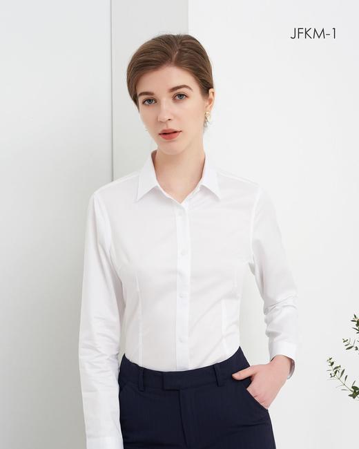 SENDI100支纱全棉成衣免烫女白色长短袖衬衫 商品图0