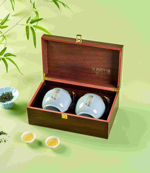 核心好Cha瓷罐【木盒.毛尖2大罐】55元1套.整箱10套.整箱包邮 商品图2