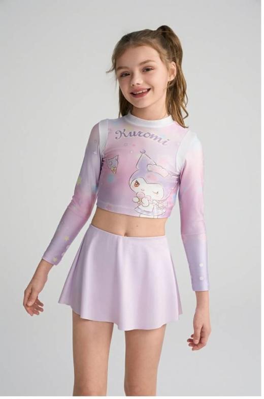 【春上新】8楼爱慕儿童Aimer Kids女孩3件装-粉星梦酷洛米长袖短裙裤分身泳衣套装AK167H301，吊牌价660元 商品图2