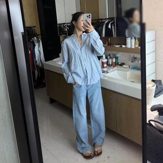 ROMI STUDIO经典老钱环保水洗  蓝色全棉直筒牛仔裤 RWCSXD1974 商品图3