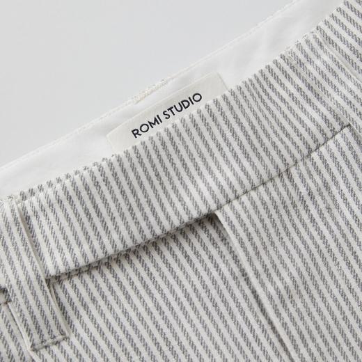 ROMI STUDIO自然质感经典条纹  棉麻混纺双褶半身短裙RWCSXT1957(现货) 商品图2