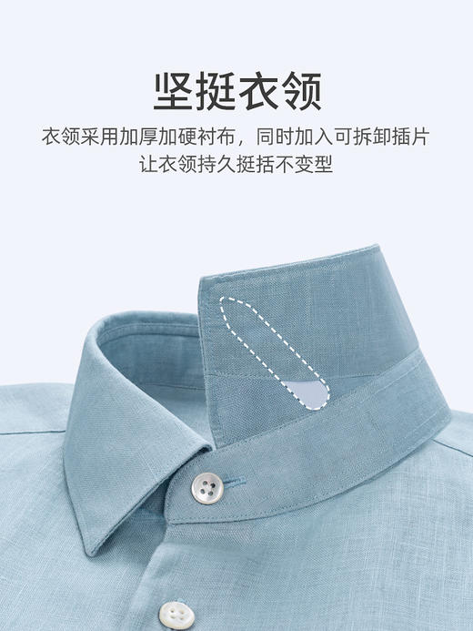 SENDI全亚麻成衣免烫易打理长袖衬衫 商品图2
